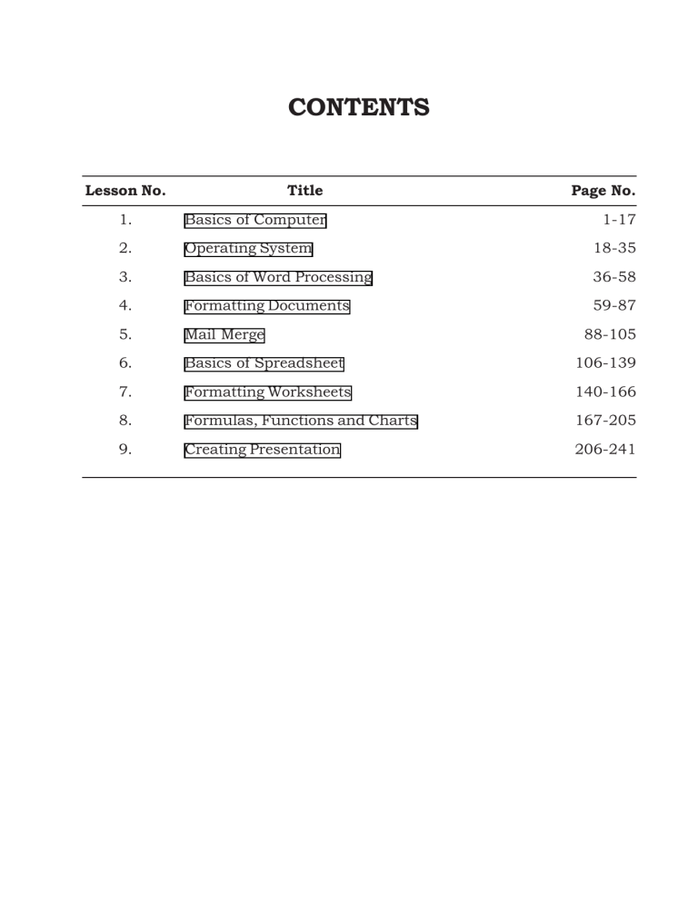 CONTENTS - The National Institute of Open Schooling CONTENTS - The National Institute of Open Schooling