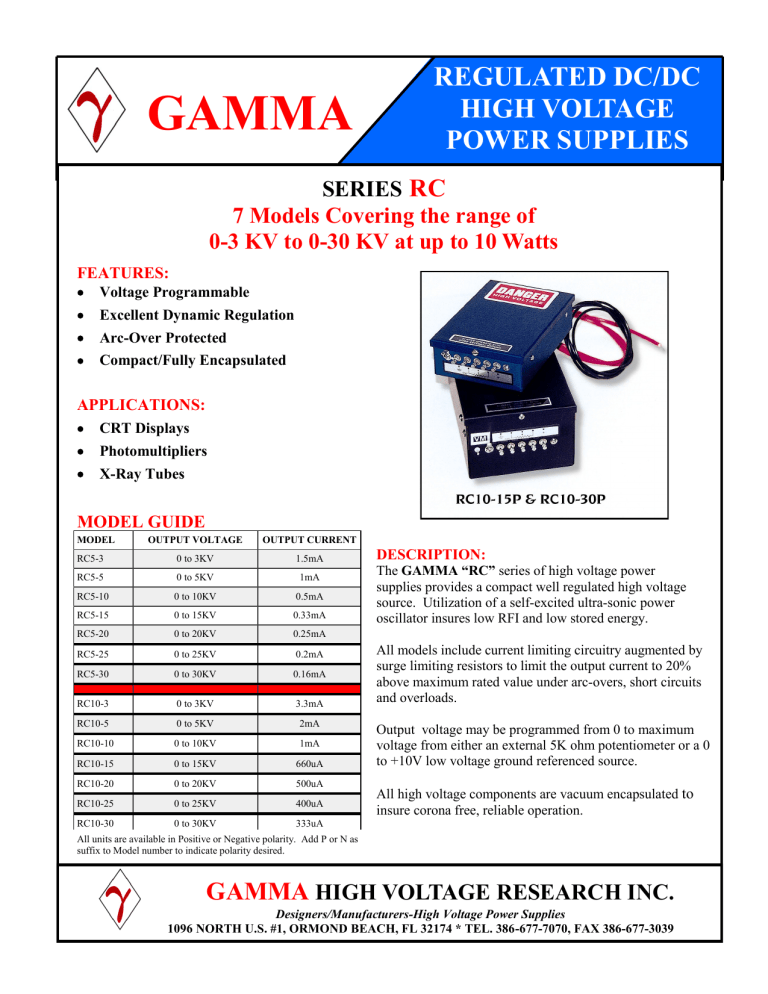 regulated dc/dc high voltage power supplies regulated dc/dc high voltage power supplies
