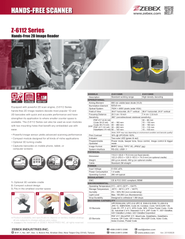 Zebex Z-6112 Datasheet Zebex Z-6112 Datasheet