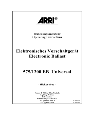 Elektronisches Vorschaltgerät Electronic Ballast 575/1200 EB Elektronisches Vorschaltgerät Electronic Ballast 575/1200 EB