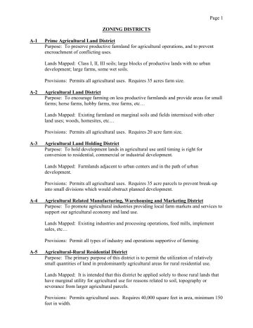 zoning districts - Walworth County zoning districts - Walworth County