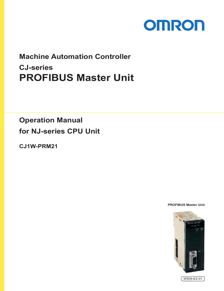 CJ1W-PRM21 Operation Manual CJ1W-PRM21 Operation Manual