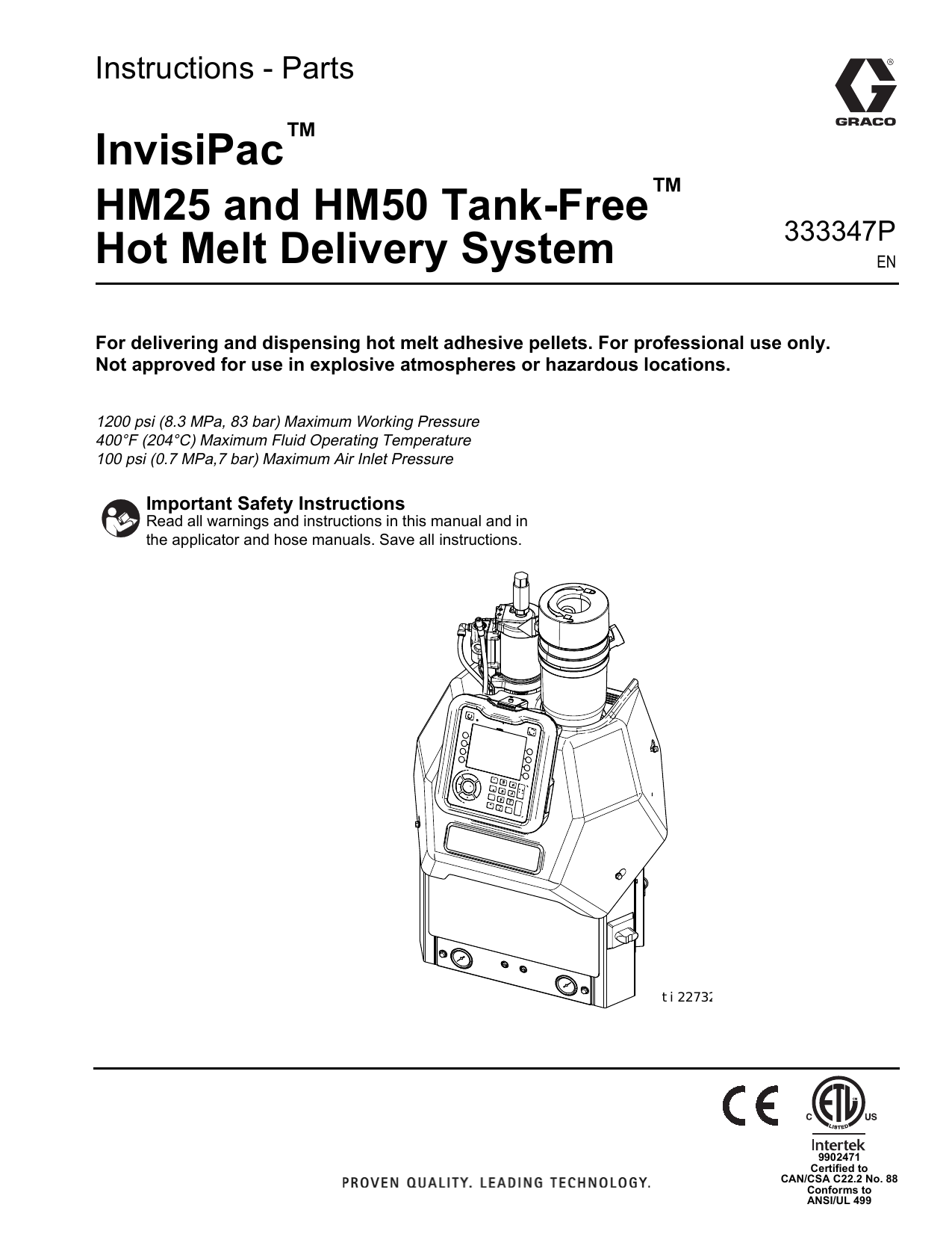 Graco 333347P - InvisiPac HM25 and HM50 Tank-Free Hot Melt Delivery System Instructions | Manualzz Graco 333347P - InvisiPac HM25 and HM50 Tank-Free Hot Melt Delivery System Instructions | Manualzz