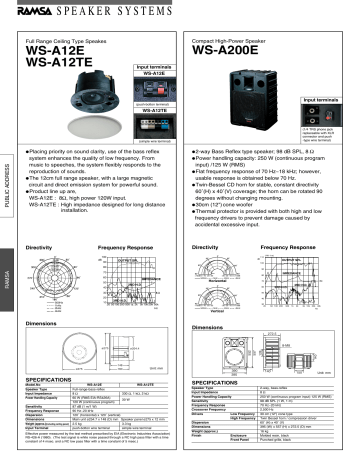 WS-A200E WS-A12E WS-A12TE SPEAKER SYSTEMS WS-A200E WS-A12E WS-A12TE SPEAKER SYSTEMS