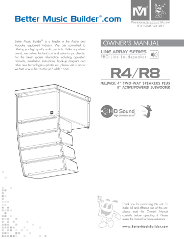 Better Music Builder R4/R8 SPEAKERS Owner's Manual | Manualzz