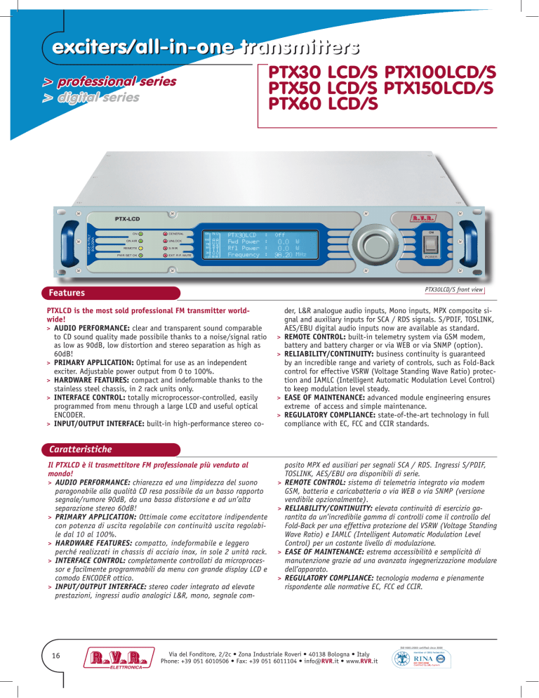 exciters/all-in-one transmitters exciters/all-in-one transmitters