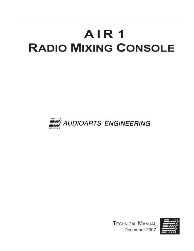 Air-1 Owner`s Manual Air-1 Owner`s Manual