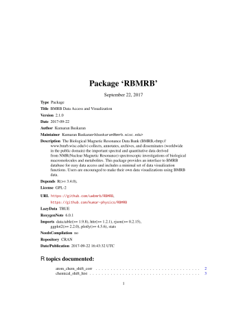 Package `RBMRB` Package `RBMRB`