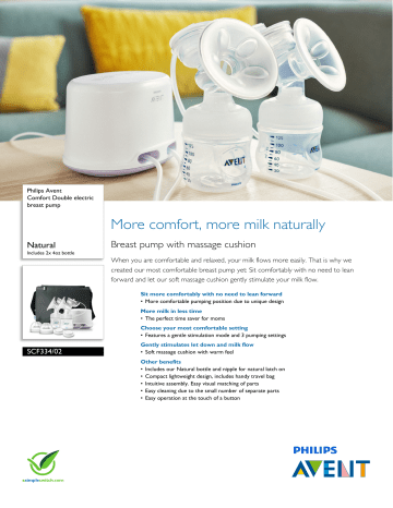 SCF334/02 Philips Comfort Double electric breast pump SCF334/02 Philips Comfort Double electric breast pump