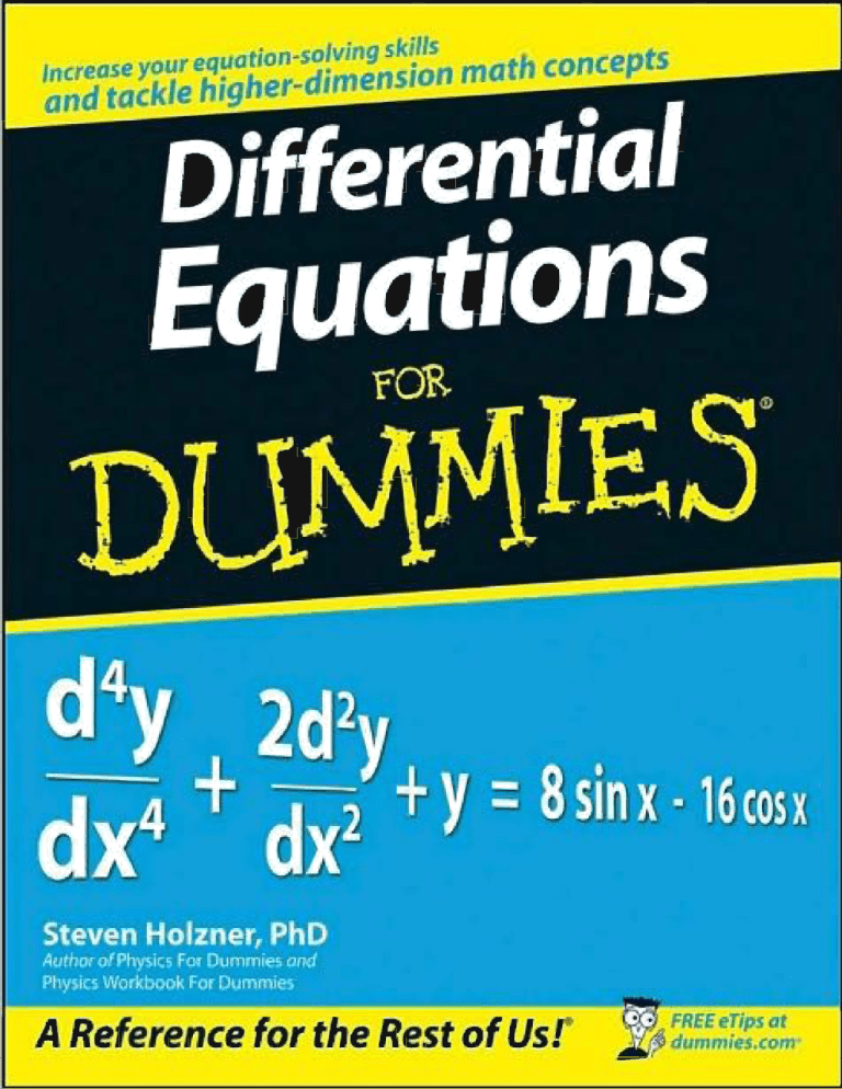 Differential Equations For Dummies Differential Equations For Dummies