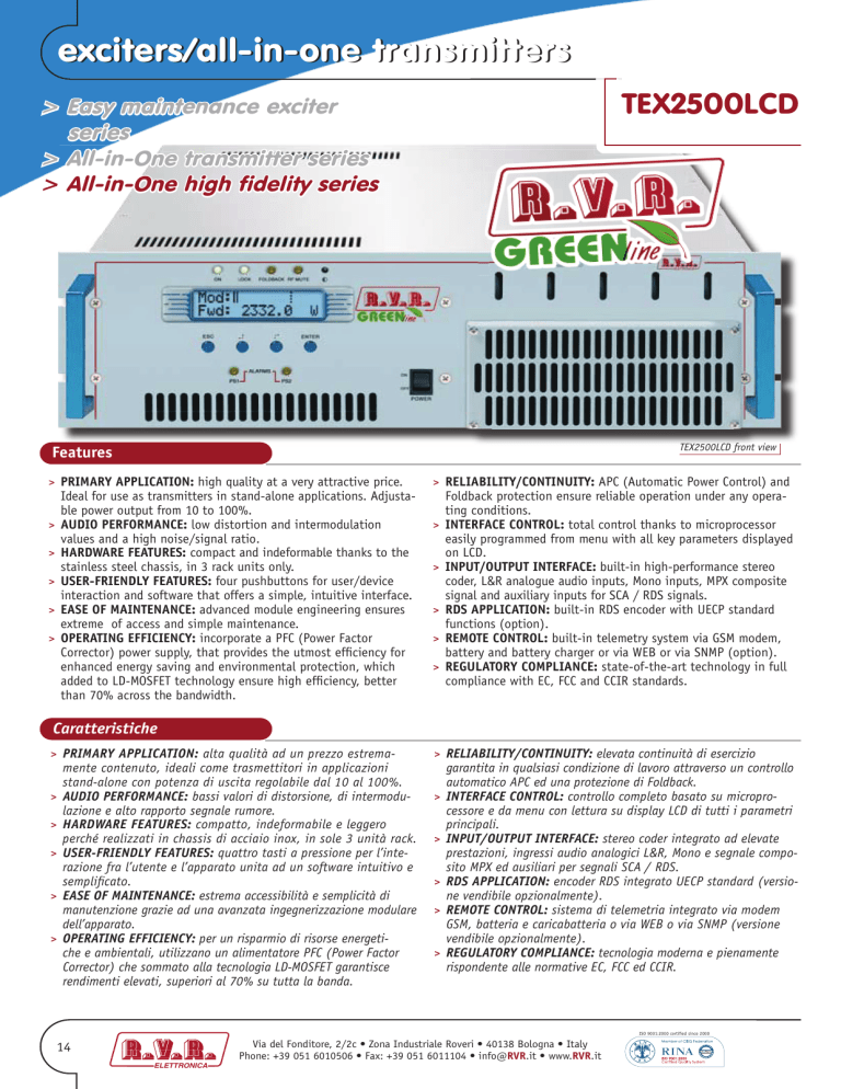 exciters/all-in-one transmitters exciters/all-in-one transmitters