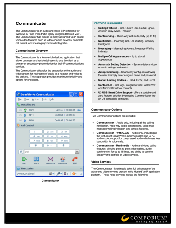 BroadWorks Communicator Datasheet BroadWorks Communicator Datasheet