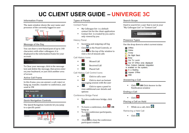 UC CLIENT USER GUIDE – UNIVERGE 3C UC CLIENT USER GUIDE – UNIVERGE 3C