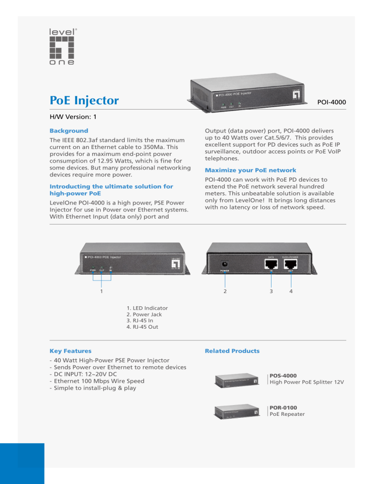 PoE Injector PoE Injector
