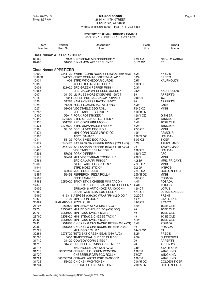 R\351\263 Report - Inventory Price List R\351\263 Report - Inventory Price List