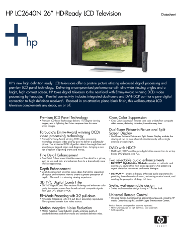 HP LC2640N 26” HD-Ready LCD Television HP LC2640N 26” HD-Ready LCD Television