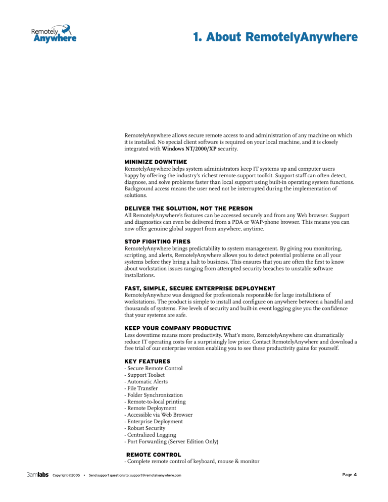 1. About RemotelyAnywhere 1. About RemotelyAnywhere