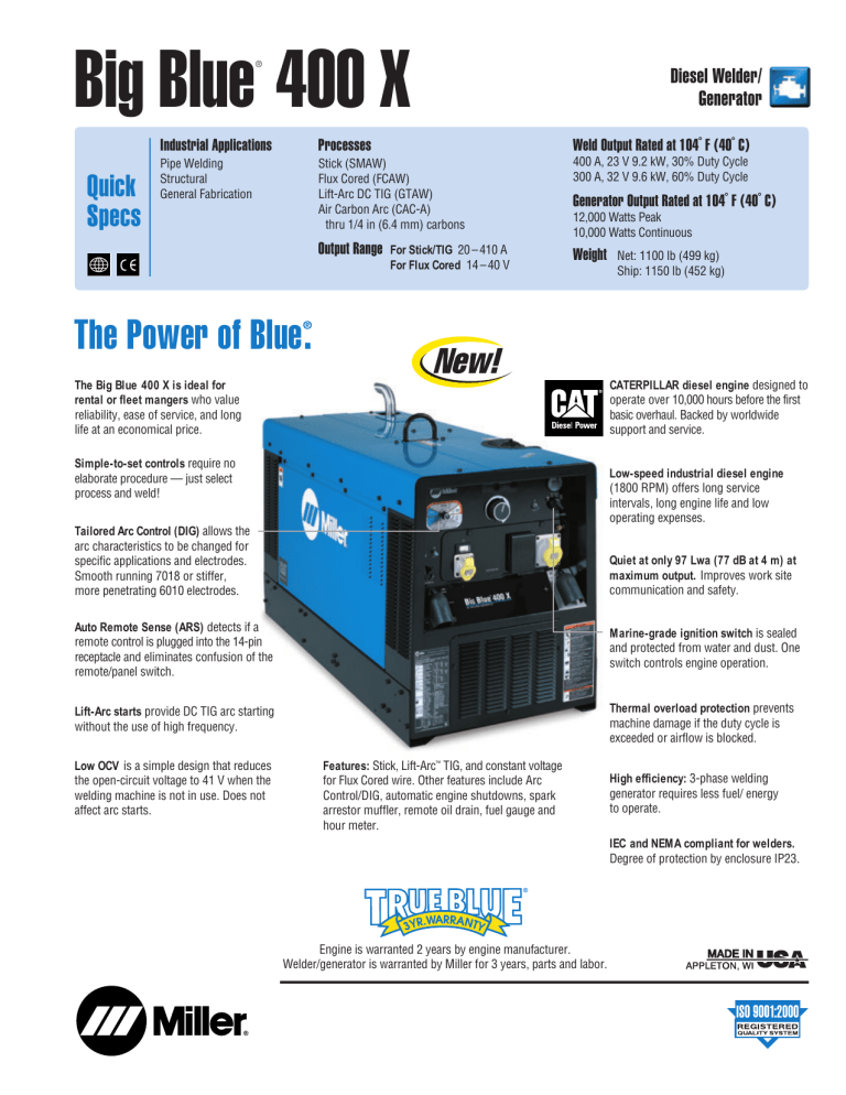 Big Blue® 400 X - Welding Company Big Blue® 400 X - Welding Company