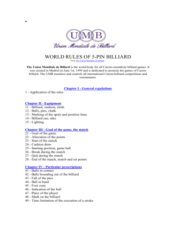 world rules of 5-pin billiard world rules of 5-pin billiard