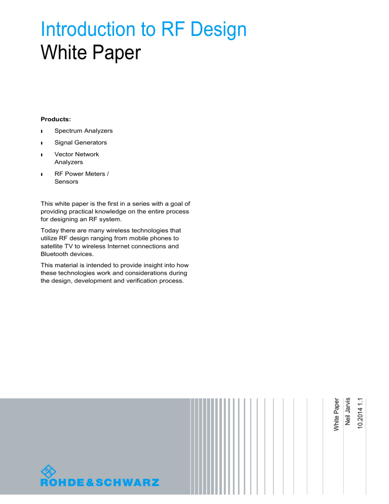 Introduction to RF Design - White Paper Introduction to RF Design - White Paper
