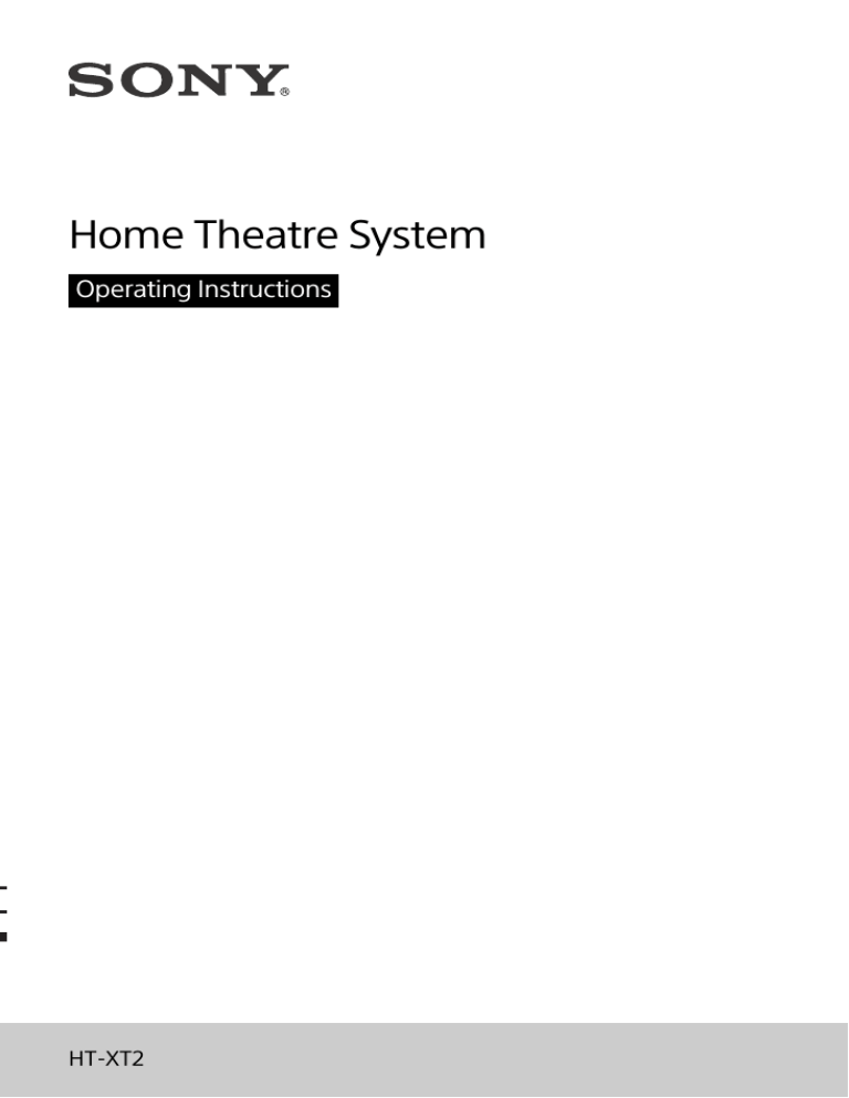 Sony HT-XT2 Operating instructions Sony HT-XT2 Operating instructions