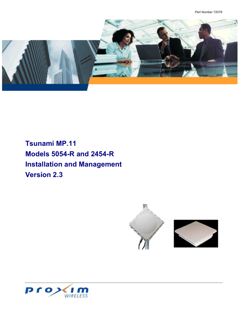Tsunami MP.11 Models 5054-R and 2454-R Installation Tsunami MP.11 Models 5054-R and 2454-R Installation