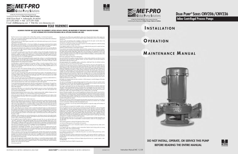 CNV Instruction Manual - Met CNV Instruction Manual - Met