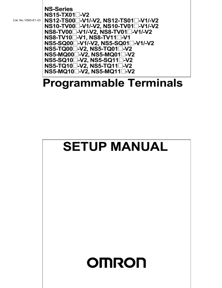 NS-Series Programmable Terminals SETUP MANUAL NS-Series Programmable Terminals SETUP MANUAL