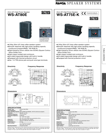 Panasonic WS-AT75E-K, WS-AT80E User manual Panasonic WS-AT75E-K, WS-AT80E User manual