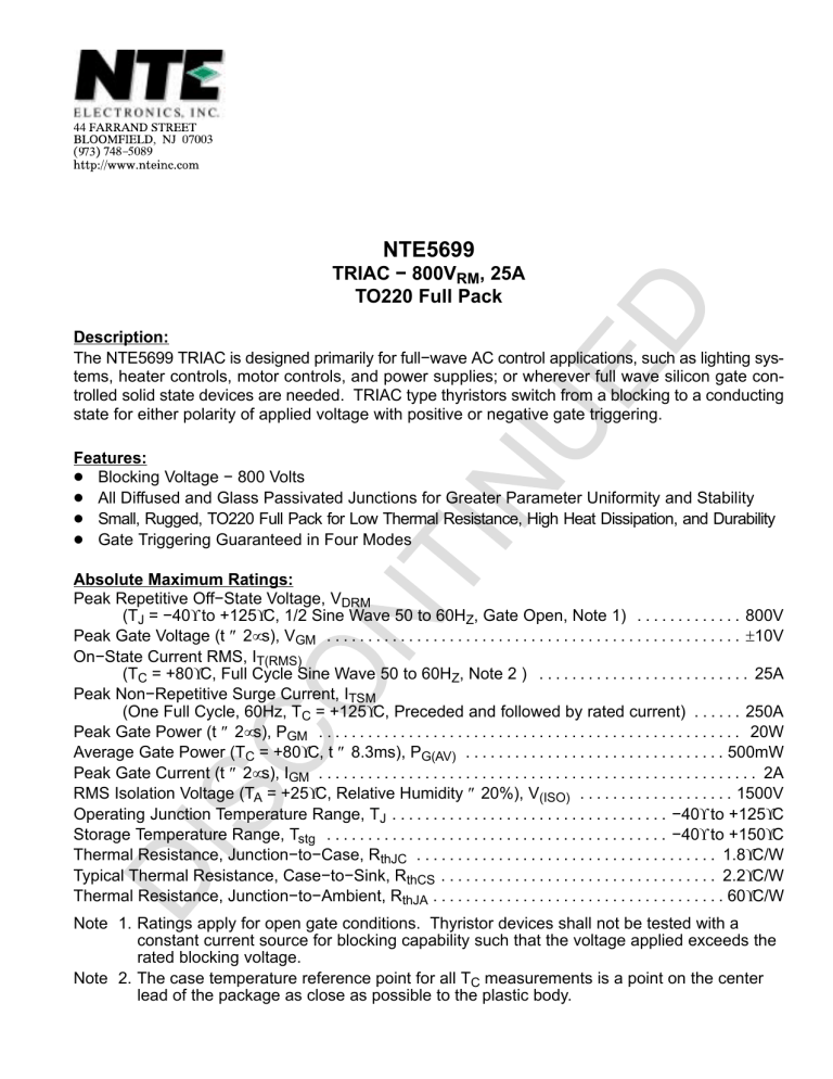 NTE5699 - NTE Electronics Inc. NTE5699 - NTE Electronics Inc.