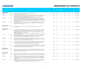 SAMSUNG Display MSRP Price List SAMSUNG Display MSRP Price List