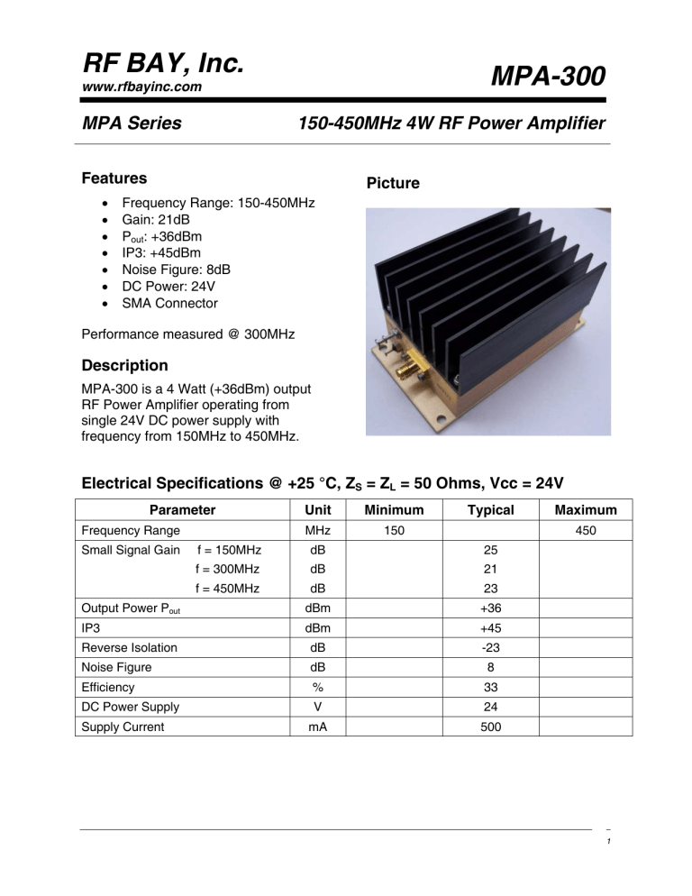 RF BAY, Inc. MPA-300 RF BAY, Inc. MPA-300