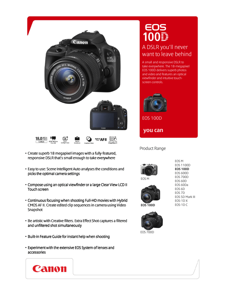 EOS 100D Sales Sheetx - Choose-AV EOS 100D Sales Sheetx - Choose-AV