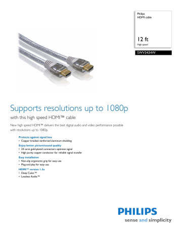 SWV3434W/17 Philips HDMI cable SWV3434W/17 Philips HDMI cable