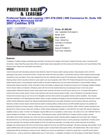 2007 Cadillac STS - Preferred Sales and Leasing 2007 Cadillac STS - Preferred Sales and Leasing