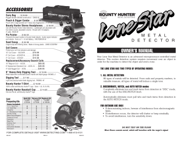 Bounty Hunter LONEGWP Owner's Manual | Manualzz