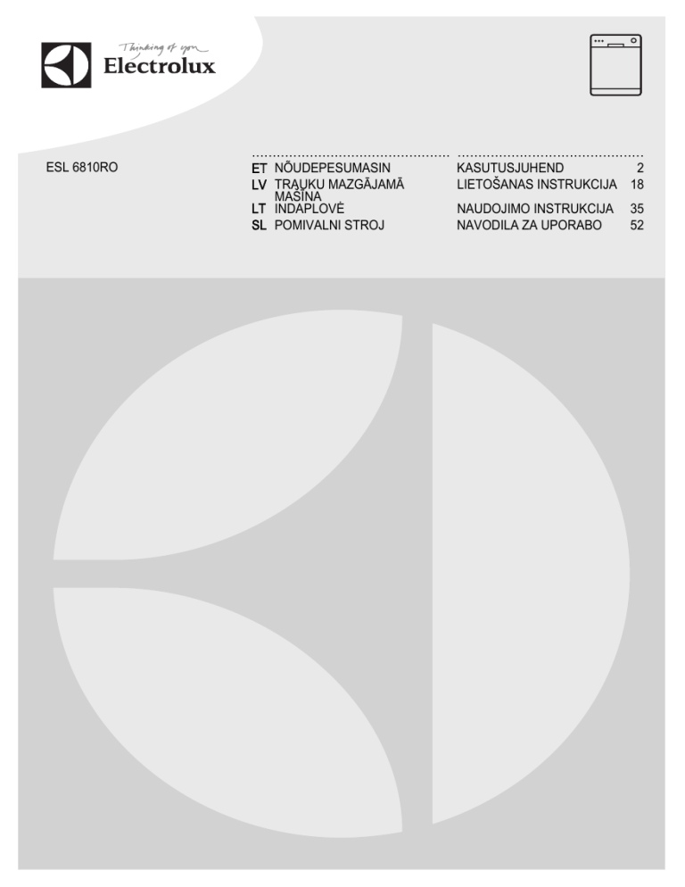 Electrolux ESL6810RO User manual Electrolux ESL6810RO User manual