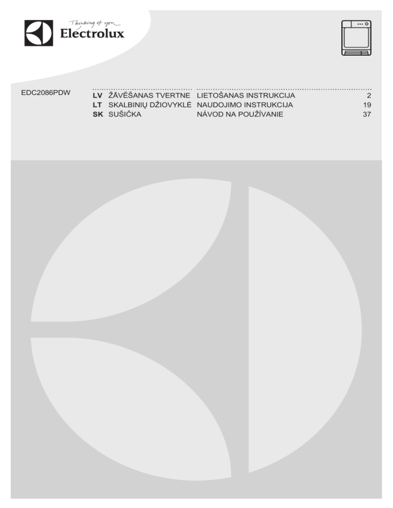 Electrolux EDC2086PDW User manual Electrolux EDC2086PDW User manual