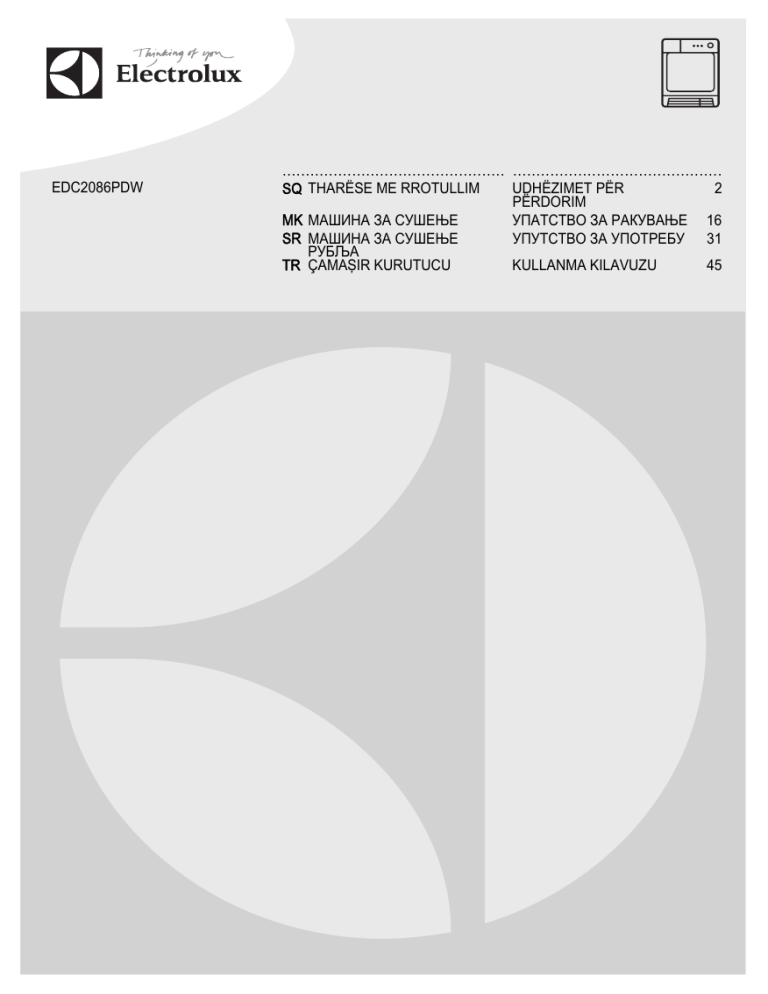 Electrolux EDC2086PDW User manual Electrolux EDC2086PDW User manual