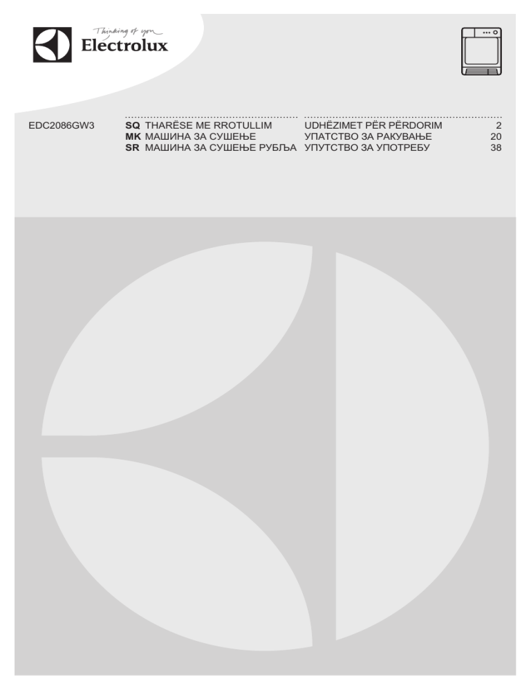 Electrolux EDC2086GW3 User manual Electrolux EDC2086GW3 User manual