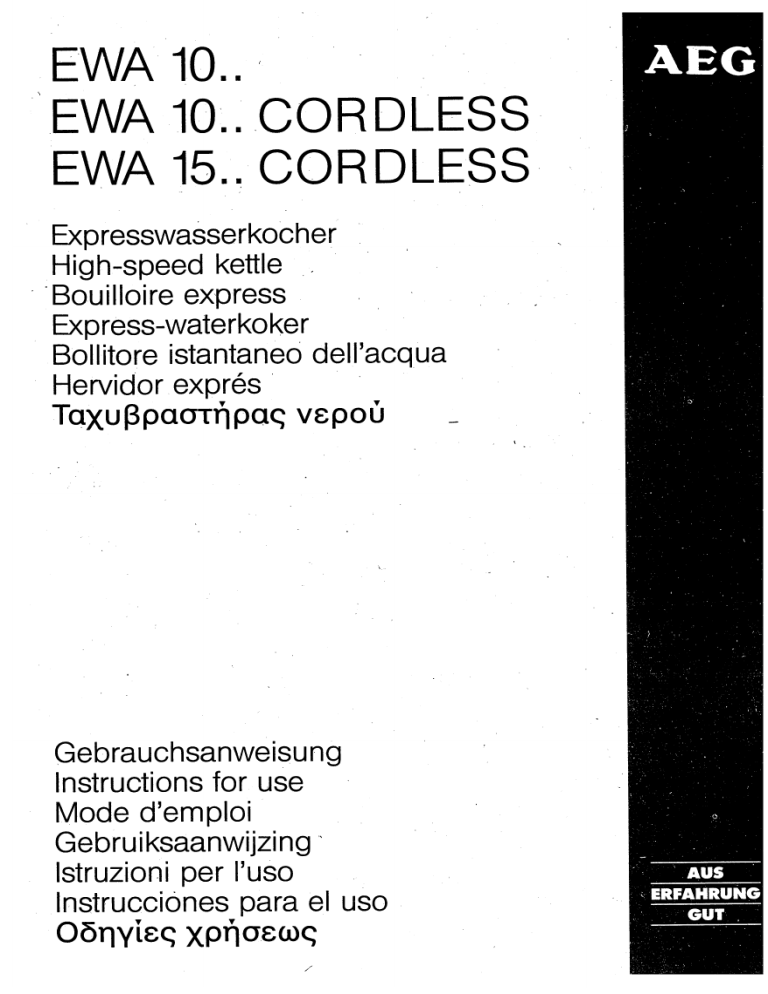 AEG EXPRESSKOCHEWA1000, EXPRESSKOCHEWA1526, EXPRESSKOCHEWA1010, EXPRESSKOCHEWA1013 User manual AEG EXPRESSKOCHEWA1000, EXPRESSKOCHEWA1526, EXPRESSKOCHEWA1010, EXPRESSKOCHEWA1013 User manual