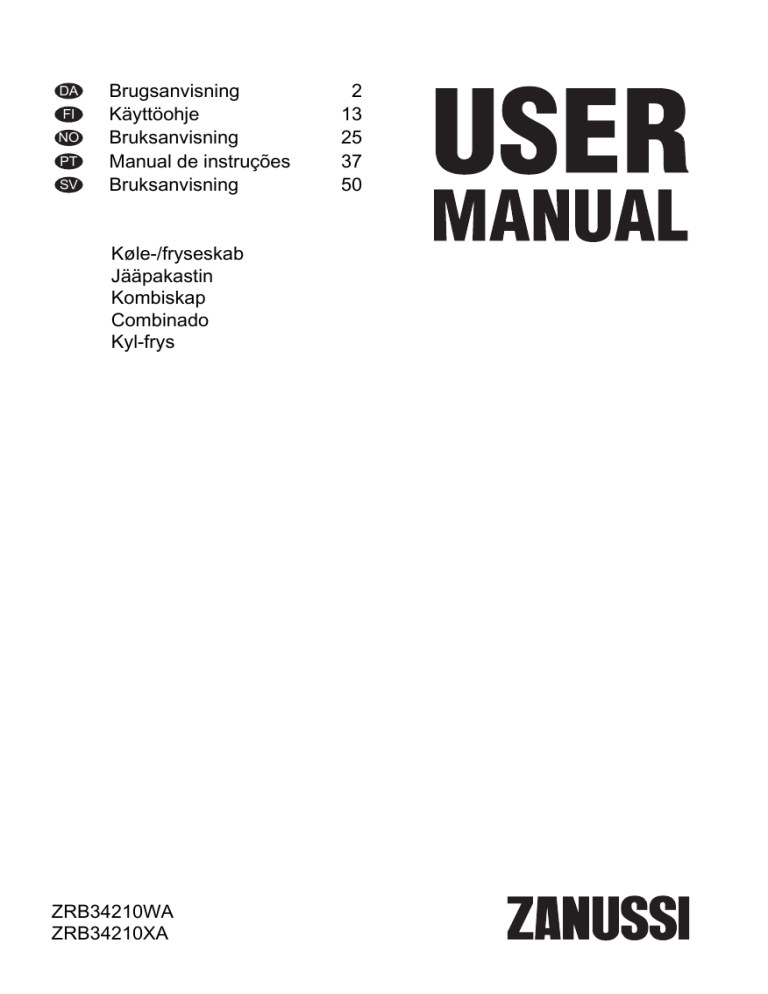 Zanussi ZRB34210WA, ZRB34210XA User manual Zanussi ZRB34210WA, ZRB34210XA User manual