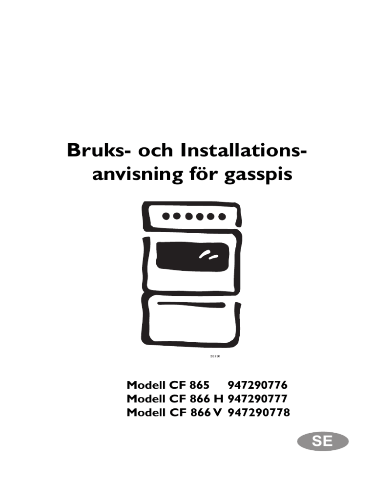 Electrolux CF866V User manual Electrolux CF866V User manual