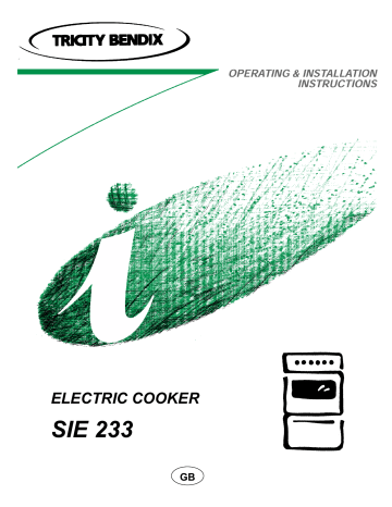 Tricity Bendix SIE233B, SIE233W User manual Tricity Bendix SIE233B, SIE233W User manual