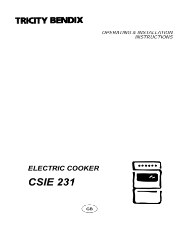 Tricity Bendix CSIE231X User manual Tricity Bendix CSIE231X User manual
