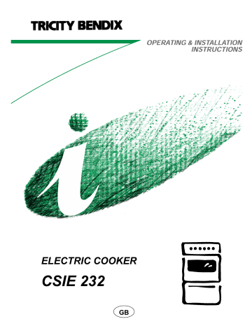 Tricity Bendix CSIE232S, CSIE 232 W, CSIE 232 X, CSIE232GR User manual Tricity Bendix CSIE232S, CSIE 232 W, CSIE 232 X, CSIE232GR User manual