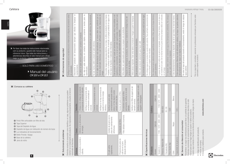 Electrolux CM100 User manual Electrolux CM100 User manual