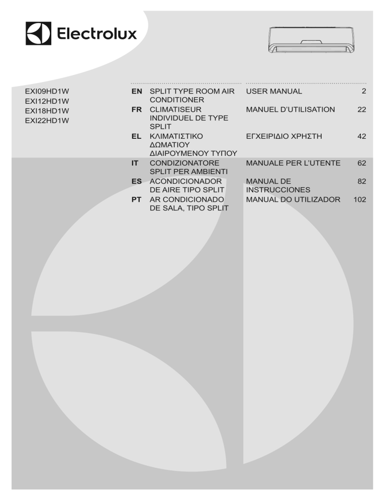 Electrolux EXI09HD1WE User manual Electrolux EXI09HD1WE User manual