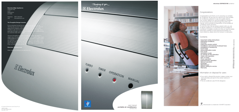 Electrolux EXP09CS1WI User manual Electrolux EXP09CS1WI User manual