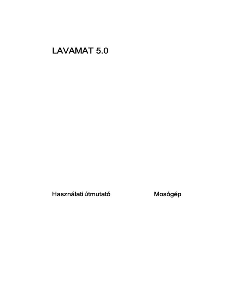 Aeg-Electrolux LAVAMAT 5.0 User manual Aeg-Electrolux LAVAMAT 5.0 User manual